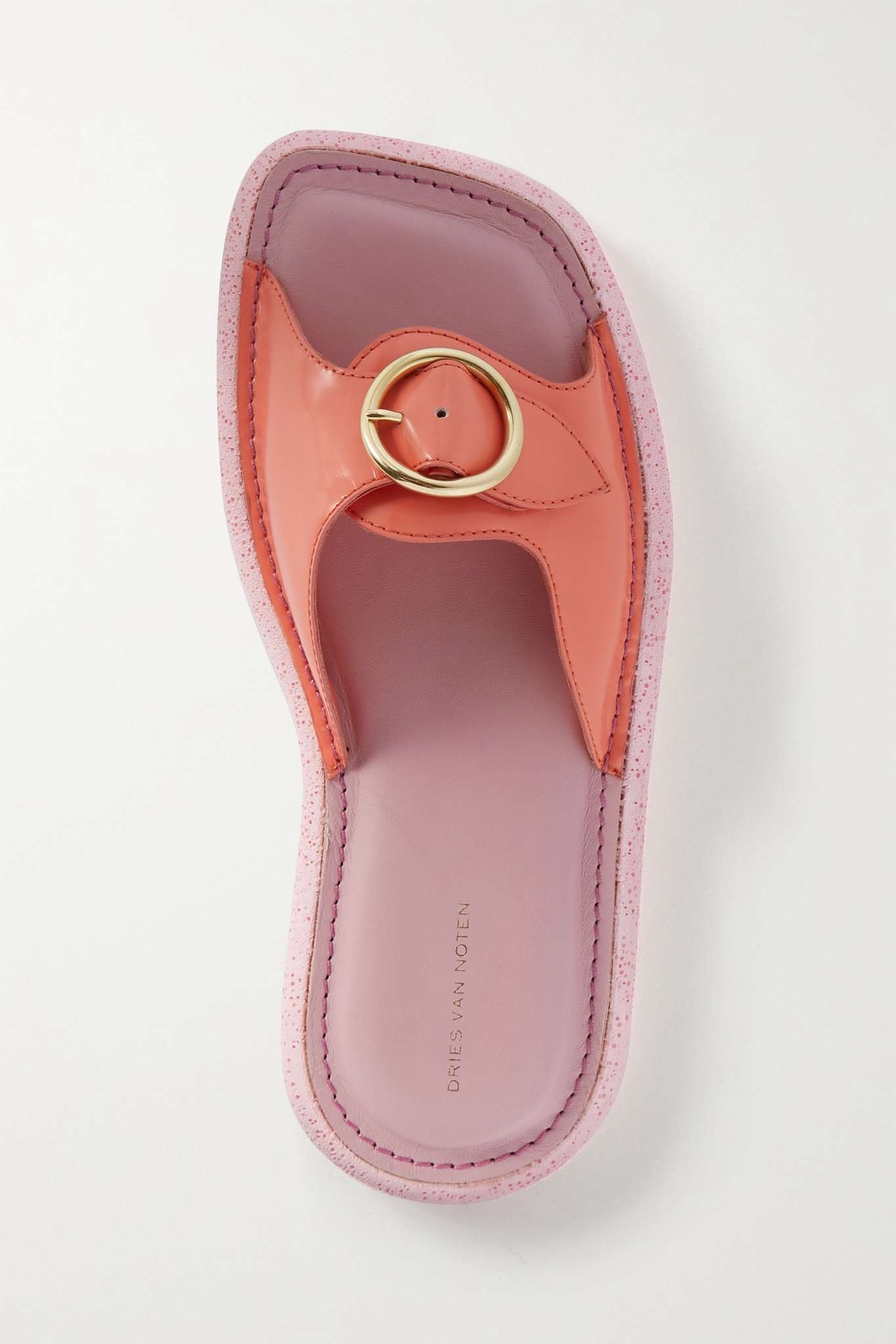 Buckled leather slides - 5