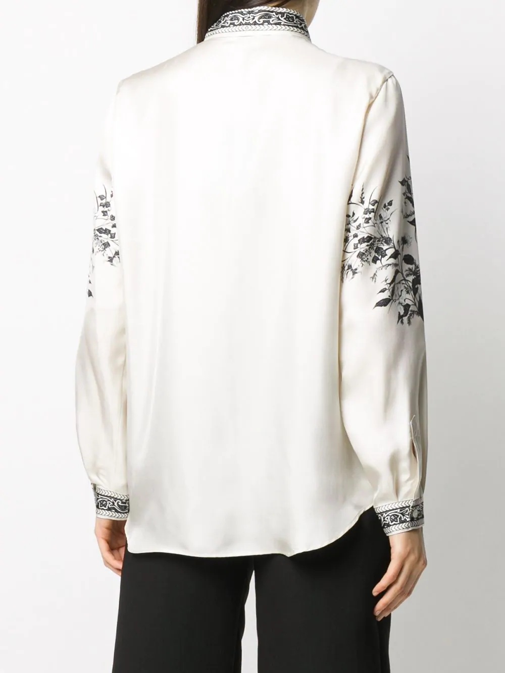 long sleeve floral print silk shirt - 4