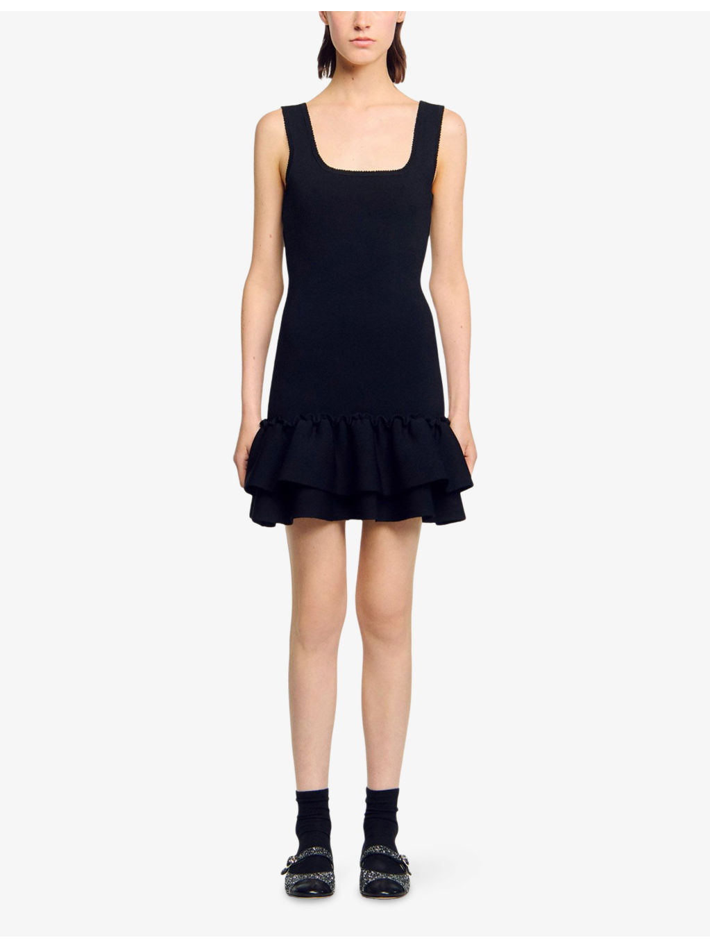 Ruffled-Hem Square-Neck Stretch-Knit Mini Dress - 2