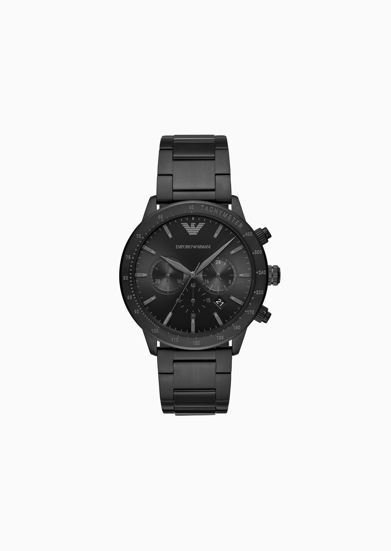 Men's Chronograph Black Stainless Steel Watch - 1