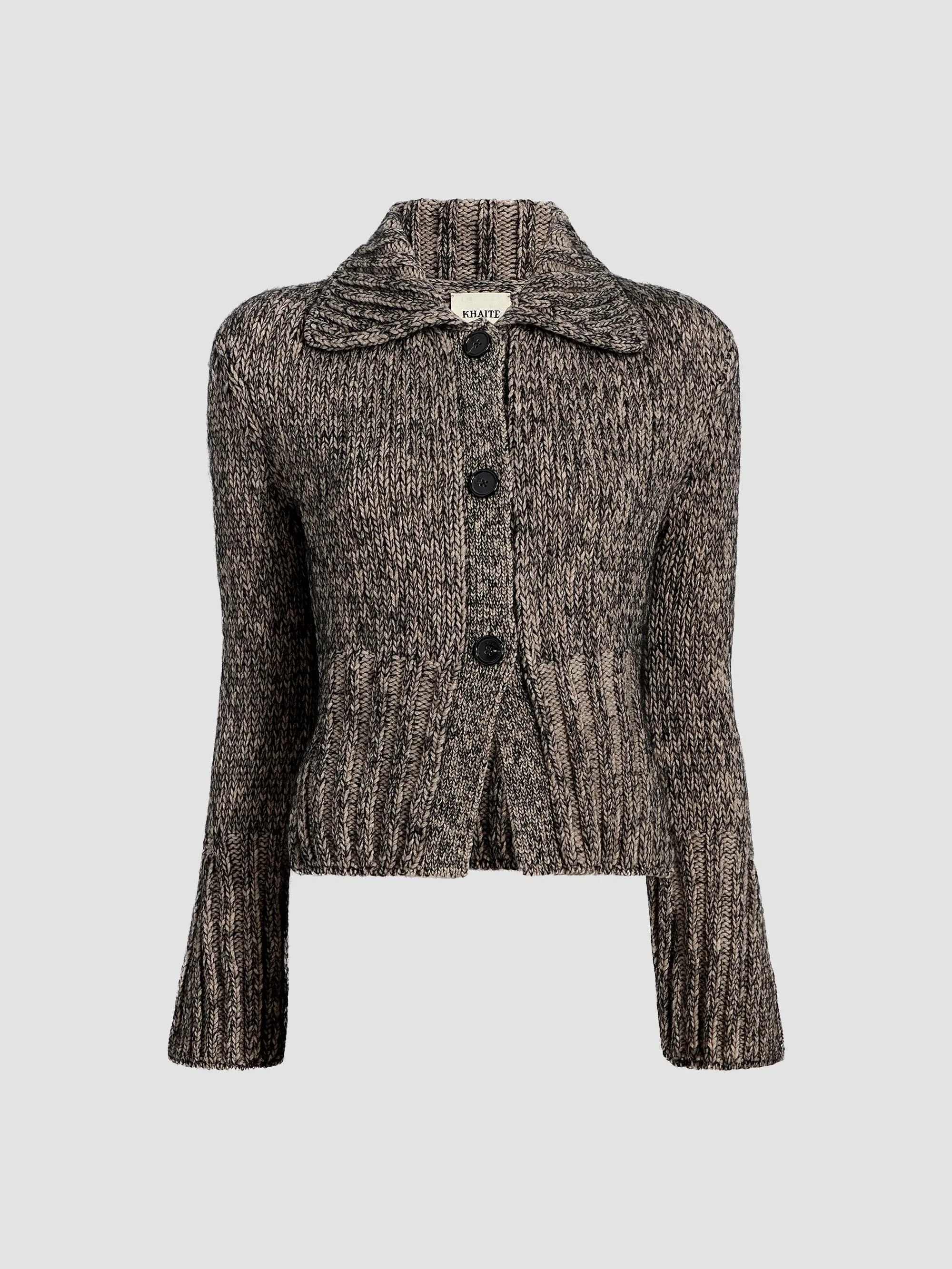 Women's Takeo Cashmere-Blend Spread-Collar Cardigan - Sepia Black Multi - 1