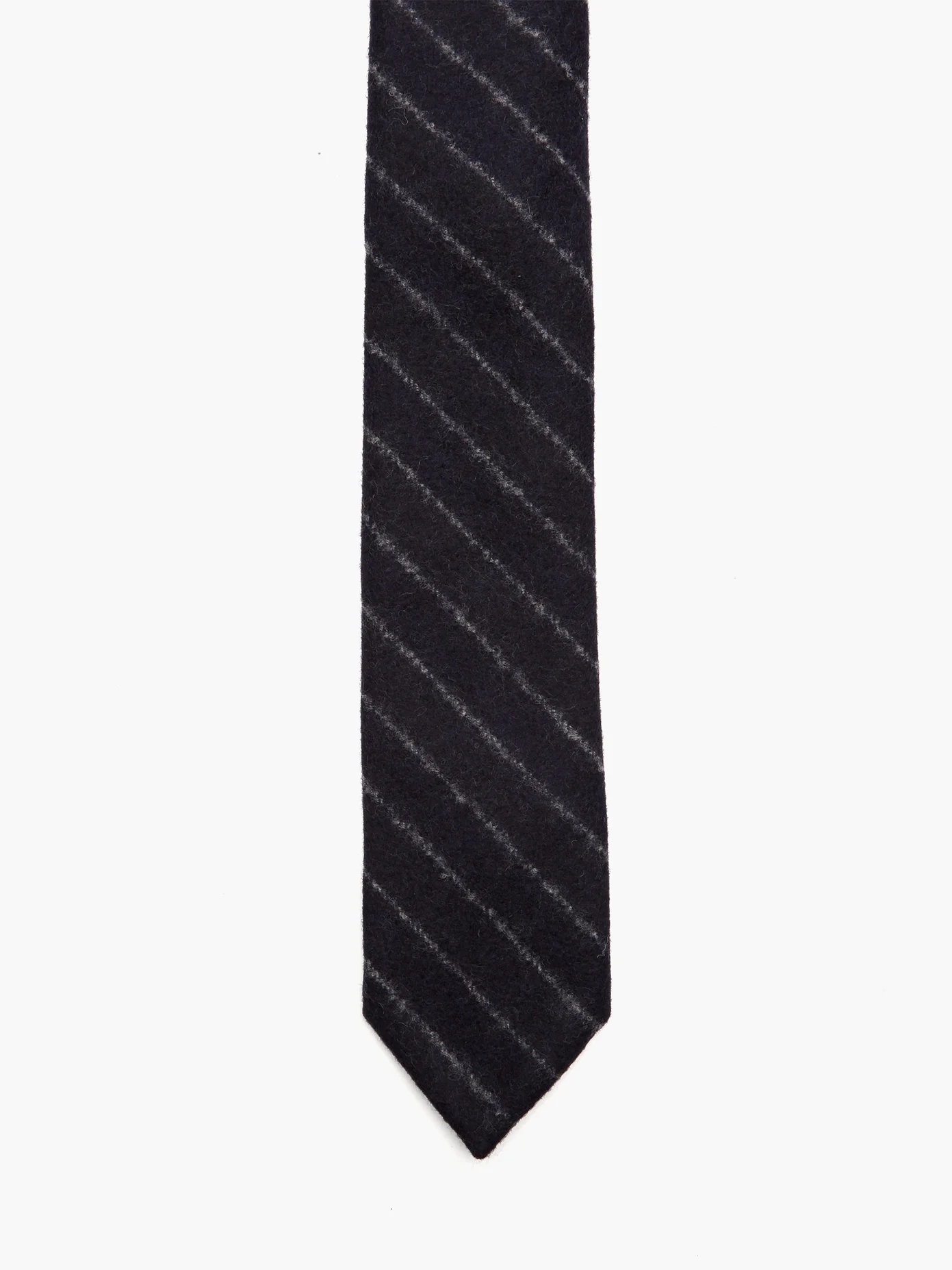 Chalk-stripe wool-blend flannel tie - 4