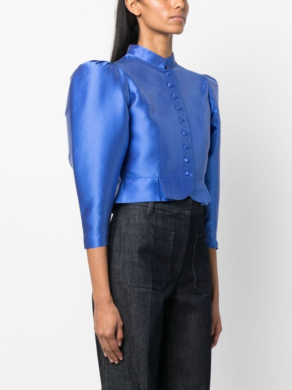 Amoako satin-finish cropped jacket - 3