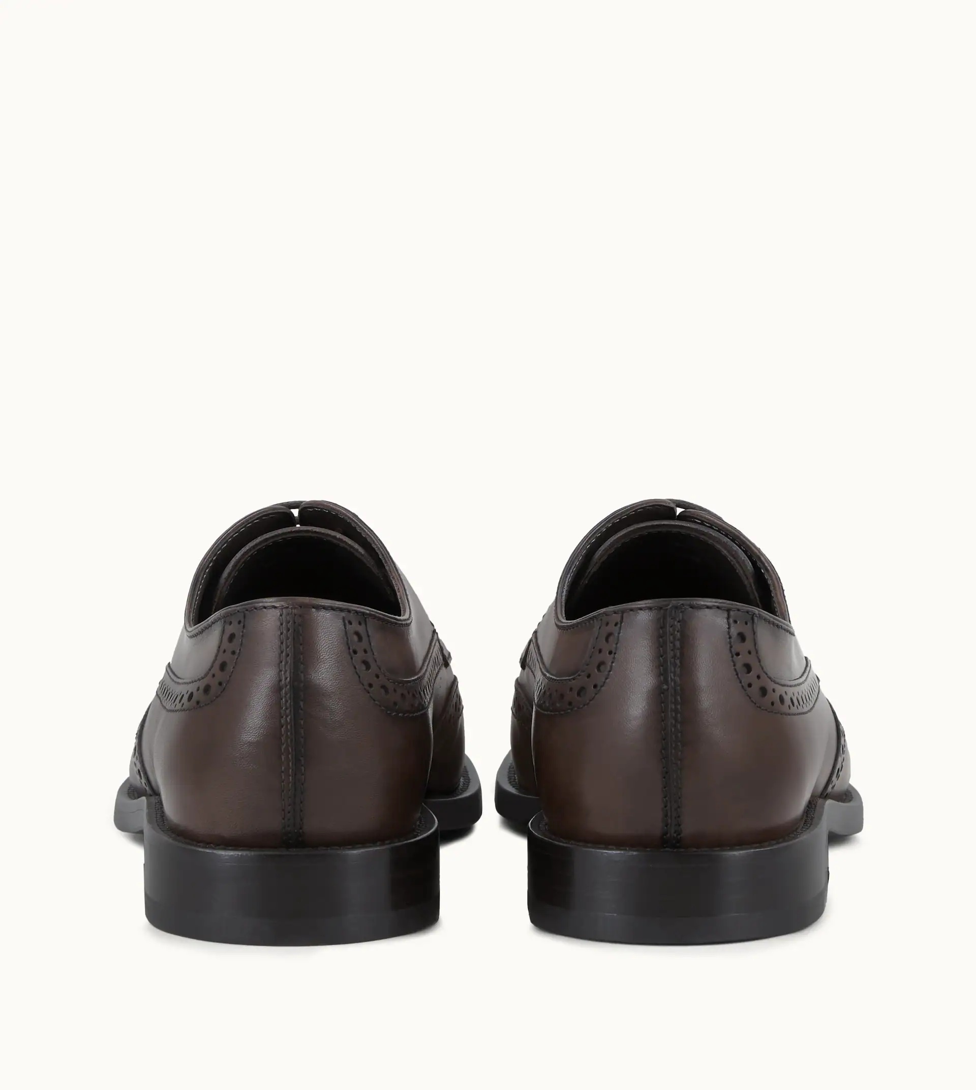 LACE-UP SHOES IN LEATHER - BROWN - 3