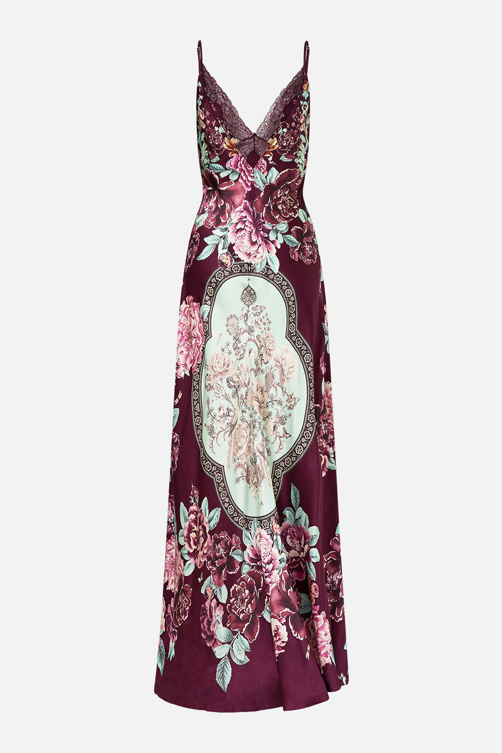 V-NECK LONG BIAS SLIP DRESS WITH TRAIN - 7