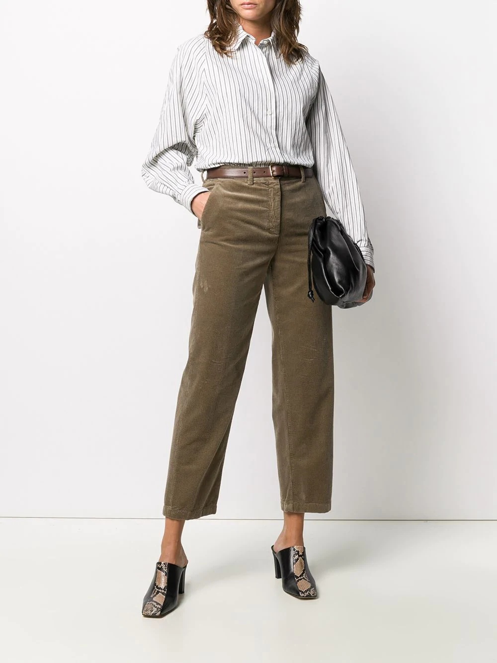 cropped corduory trousers - 2