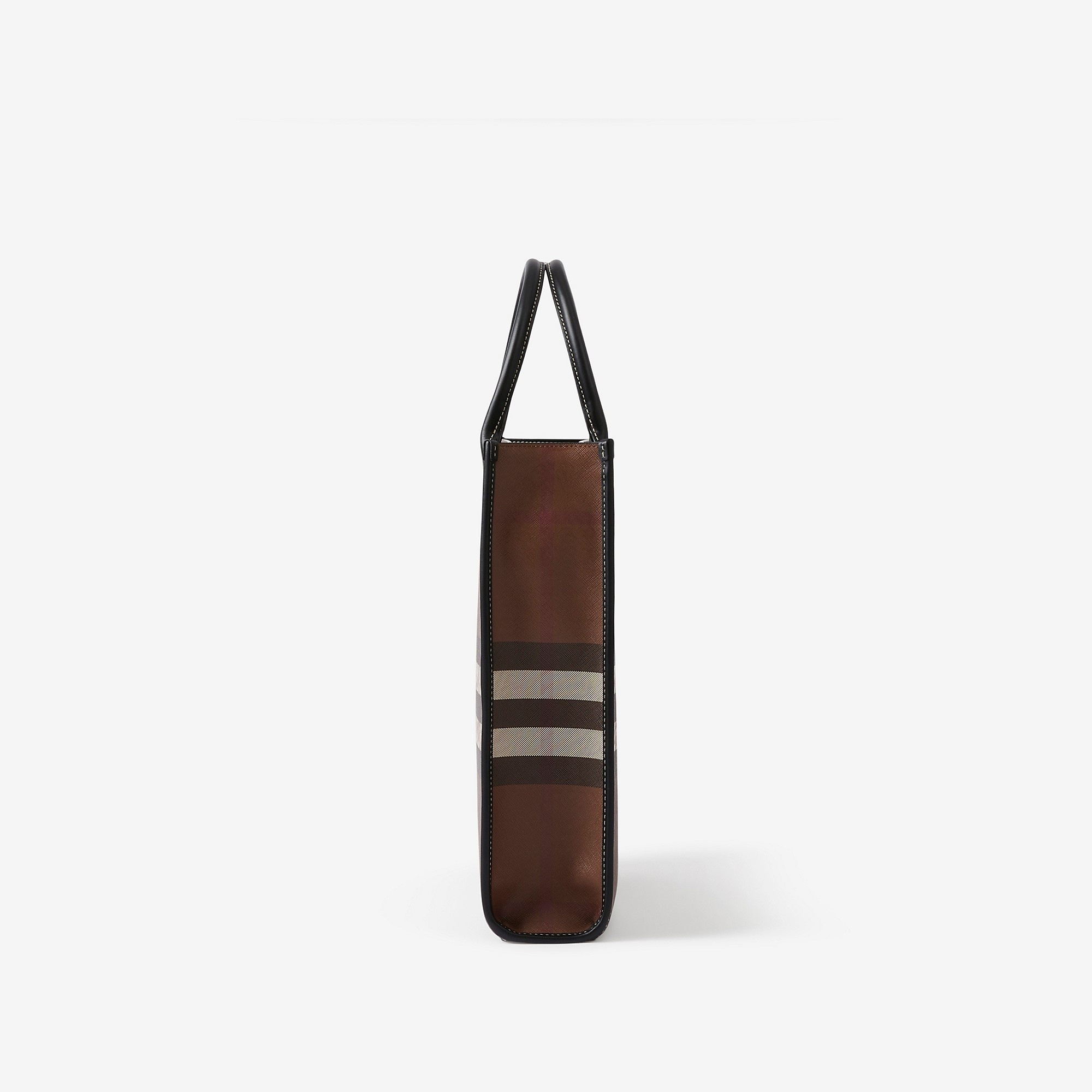 Exaggerated Check and Leather Slim Tote - 4