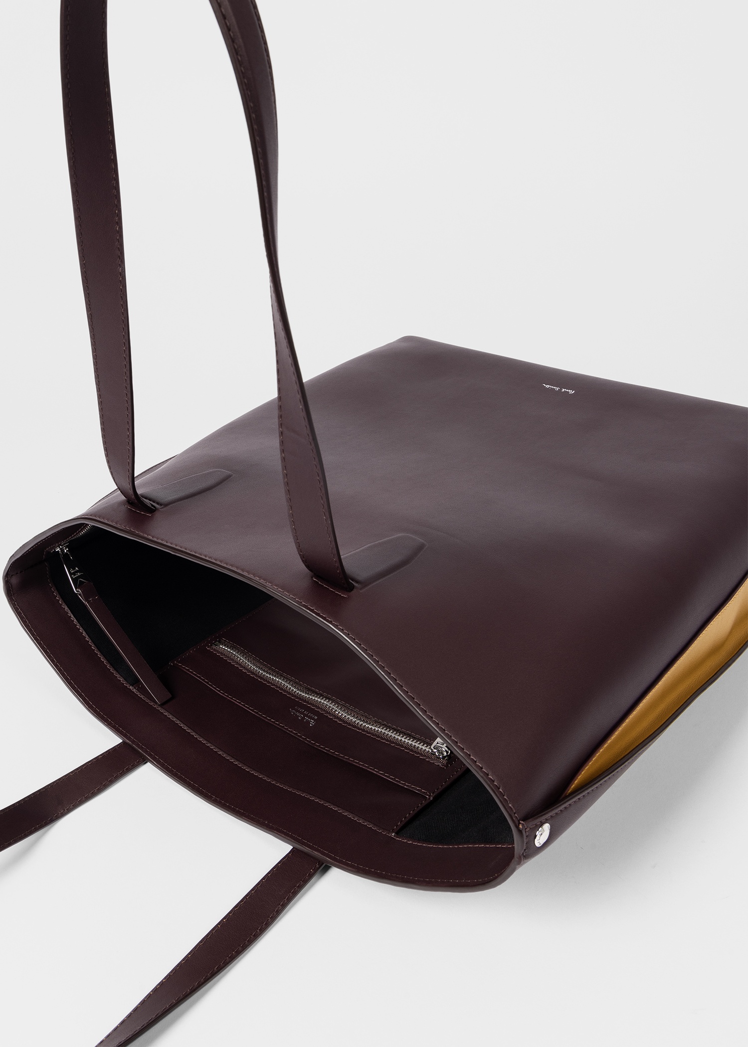 Burgundy Calf Leather Tote Bag - 5