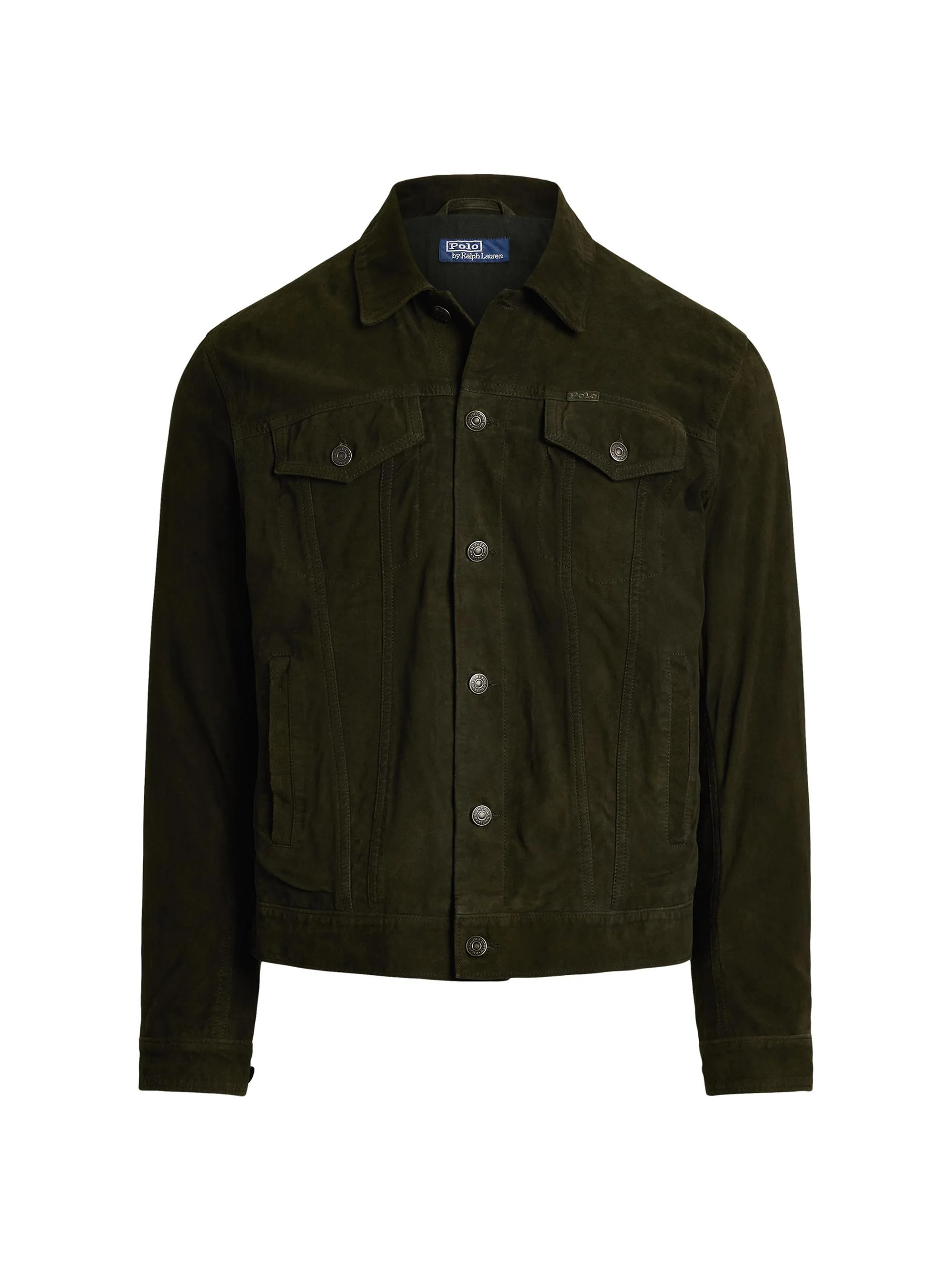 Men's Icon Suede Button-Down Trucker Jacket - Olive Smoke - 1