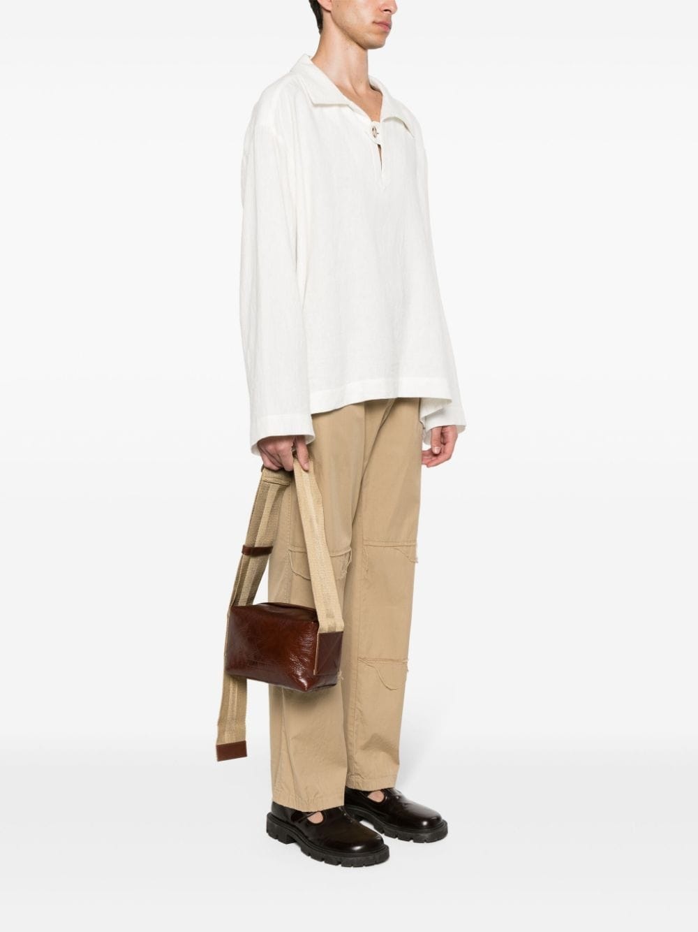 logo-debossed leather shoulder bag - 2