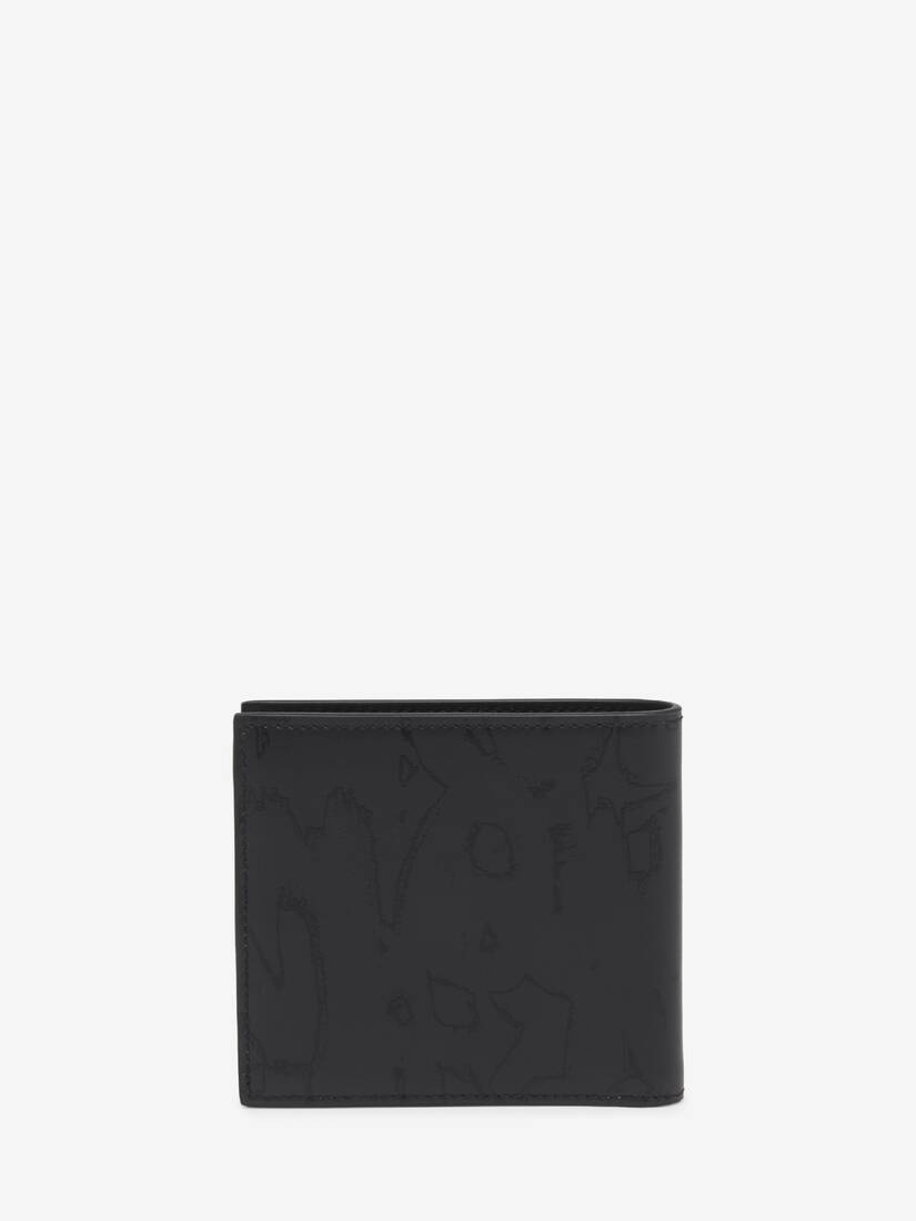 Men's McQueen Graffiti Billfold Wallet in Black - 3