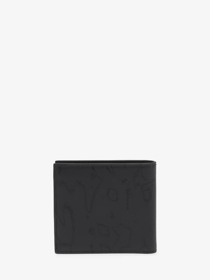 Men's McQueen Graffiti Billfold Wallet in Black 3
