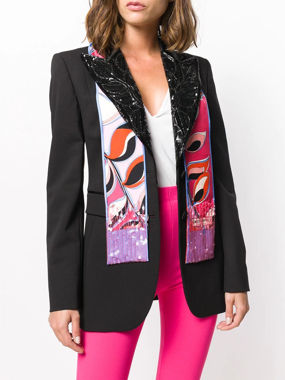 sequin detailed printed scarf - 2