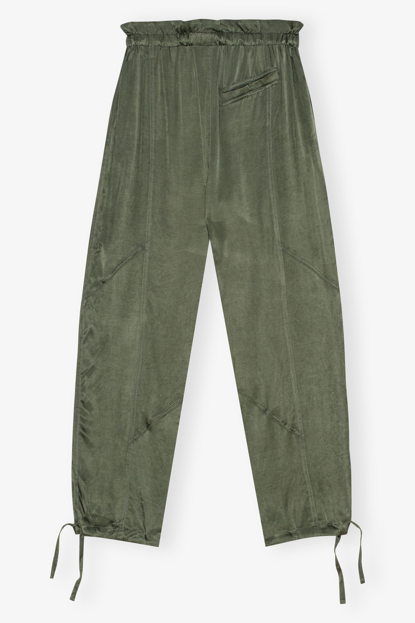 GREEN WASHED SATIN PANTS - 5
