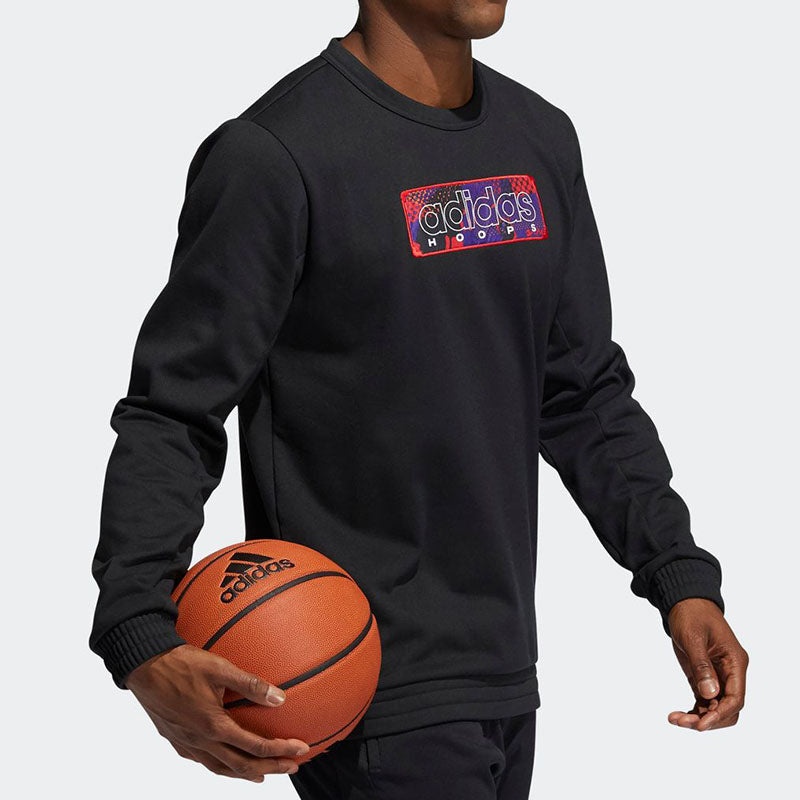 adidas Mic Gfx Crew New Year's Edition Basketball Sports Fleece Lined Round Neck Pullover Black GQ28 - 4