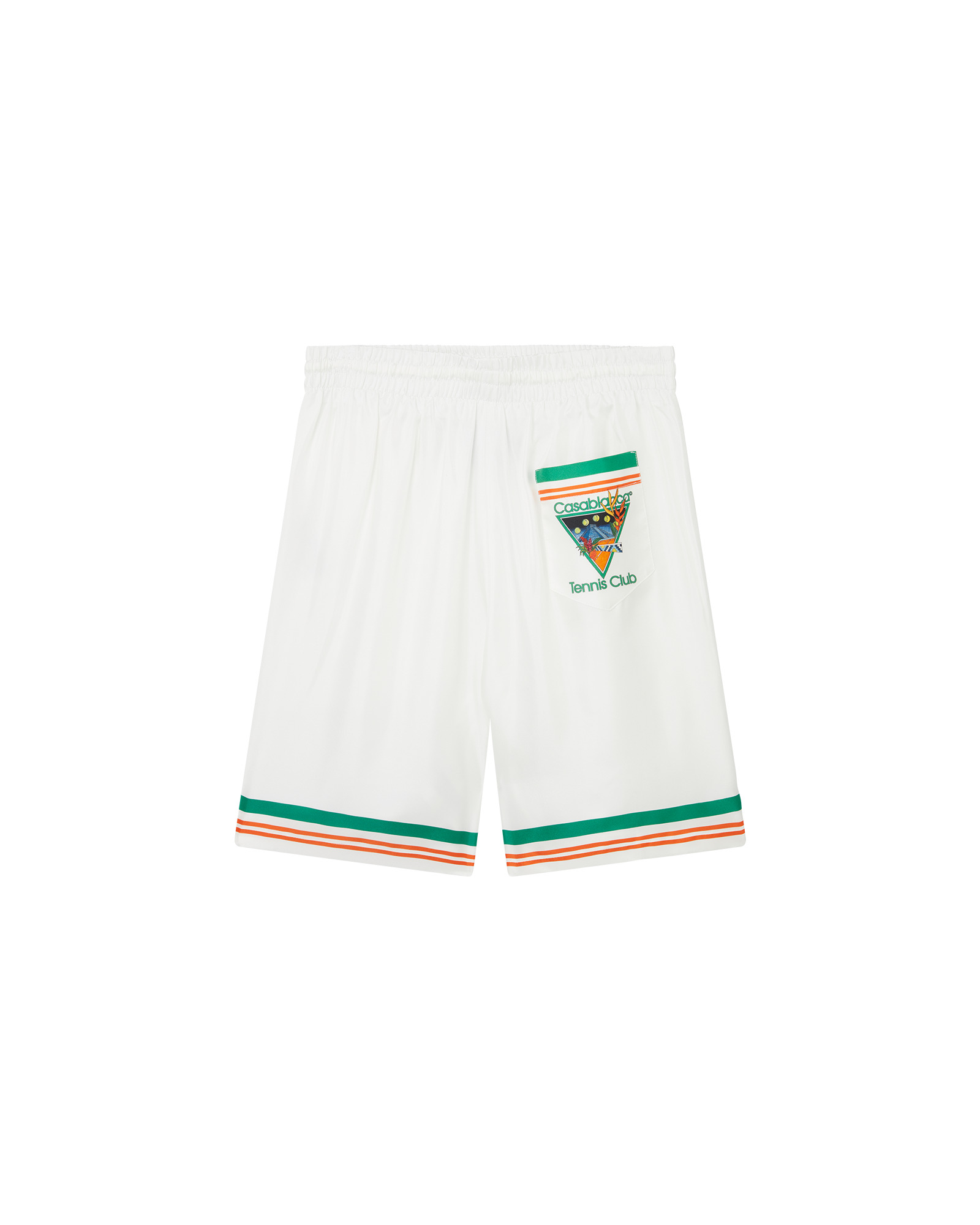 Casablanca Reve De Tennis Silk Shorts Green/Orange/Multi