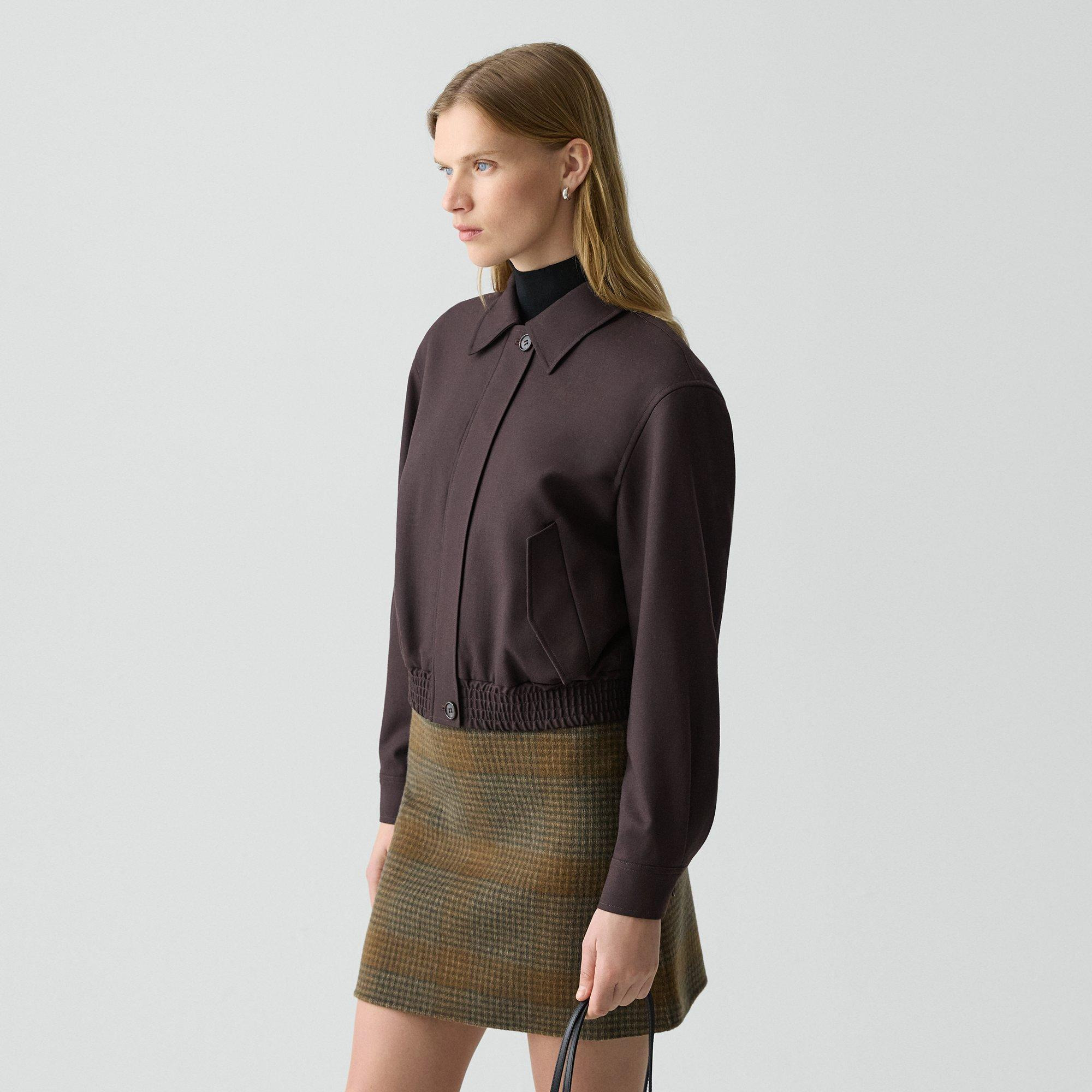 Cropped Track Jacket in Wool-Blend Flannel - 3