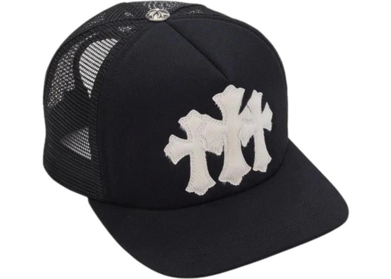 Chrome Hearts Chrome Hearts White Cemetary Cross CH Trucker Hat Black outlook