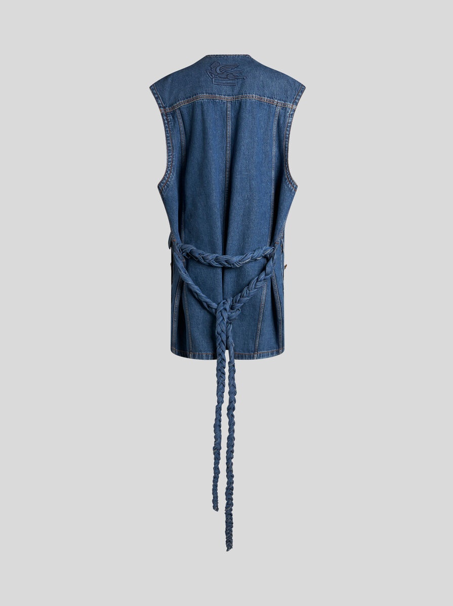 DENIM WAISTCOAT WITH BELT - 6