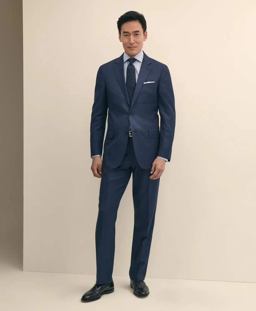 Traditional Fit Wool Pinstripe 1818 Suit - 1