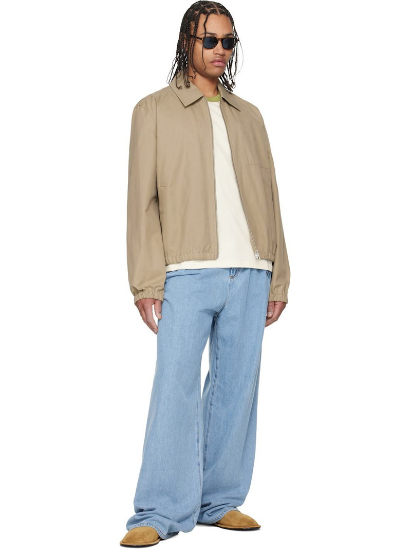 AMI Paris Beige Cotton 'Ami De Coeur' Zipped Jacket outlook