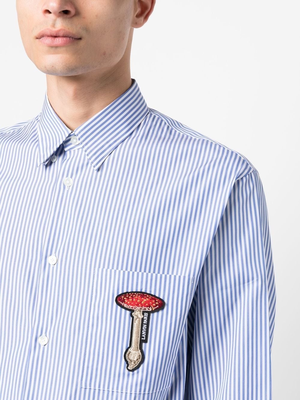 patch-detail striped shirt - 5