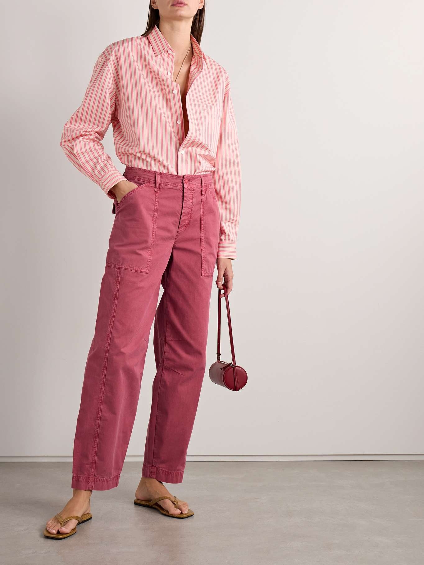 Cotton-twill straight-leg cargo pants Pink - 2