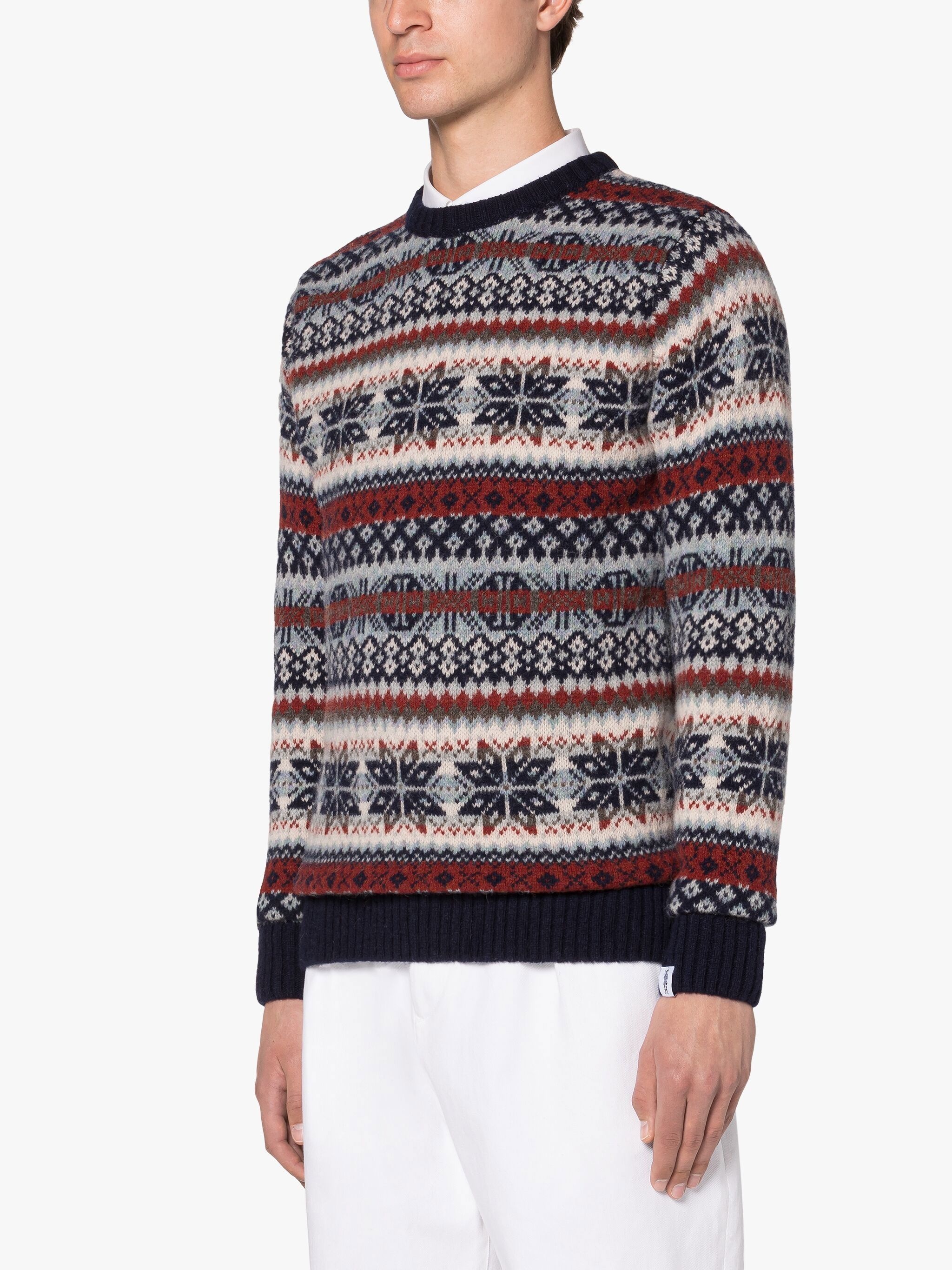 IMPULSE NAVY WOOL FAIR ISLE CREWNECK SWEATER - 3