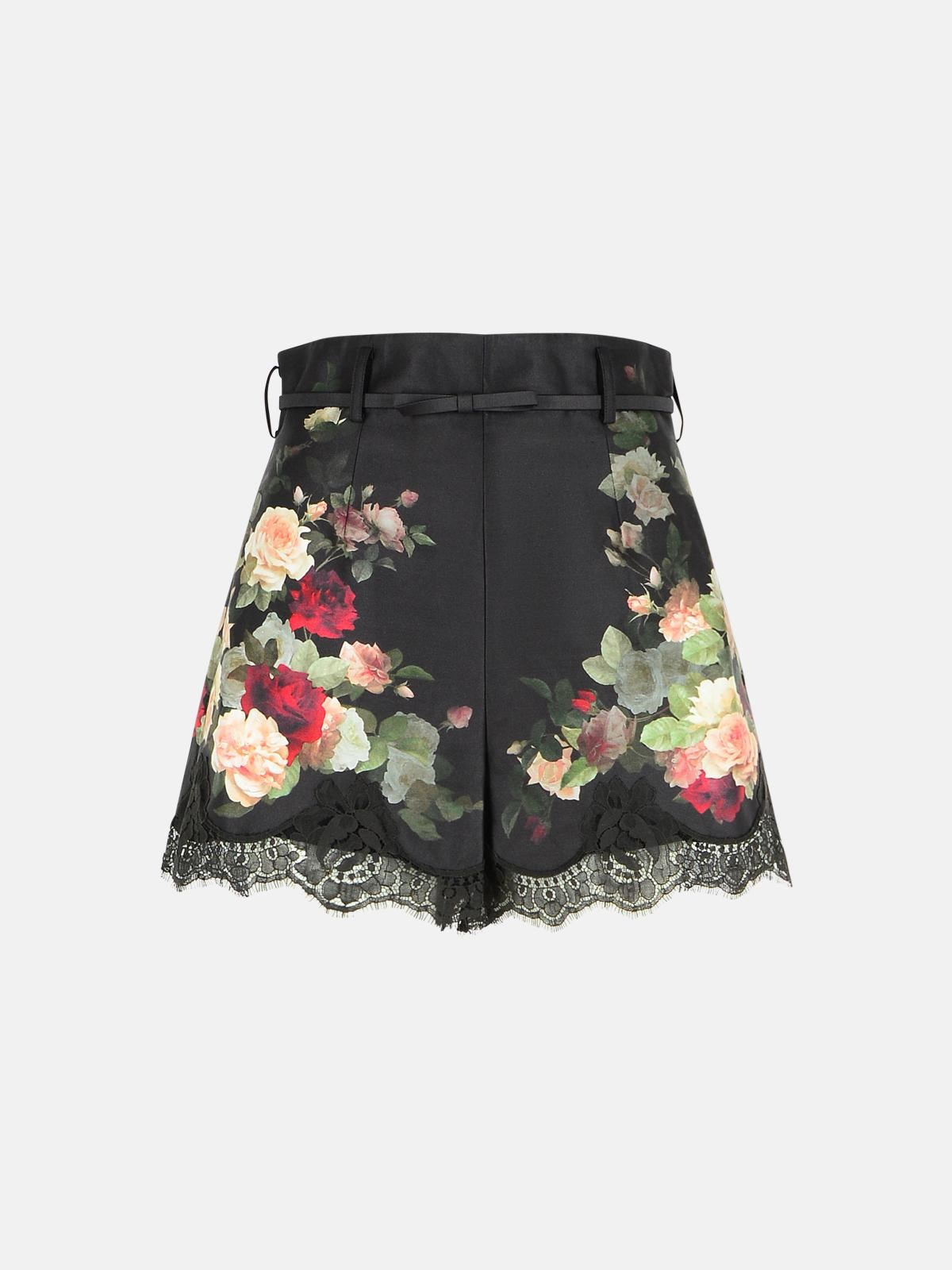 BLACK SILK BLEND SHORTS - 1