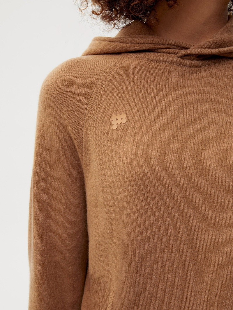 Womens Recycled Cashmere Hoodie - Camel 3