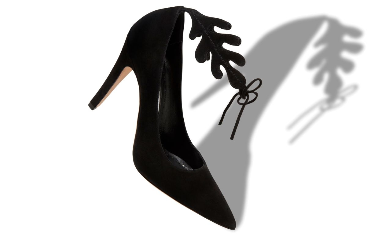 Black Suede Ankle Strap Pumps - 2