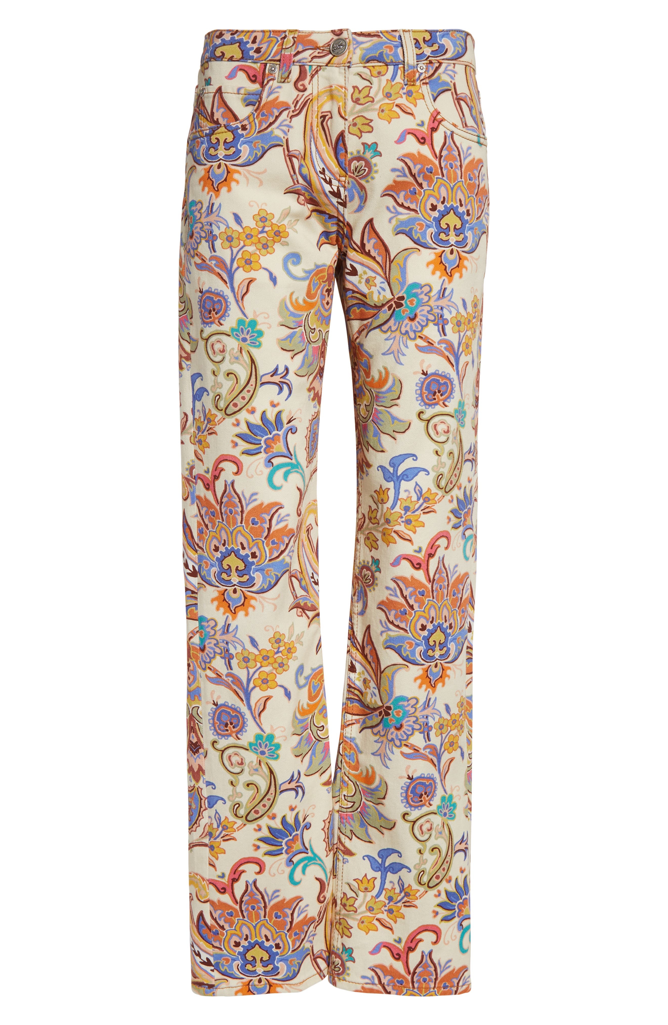 Etro Paisley Straight Leg Pants in Stampa F.do Bianco at Nordstrom - 6