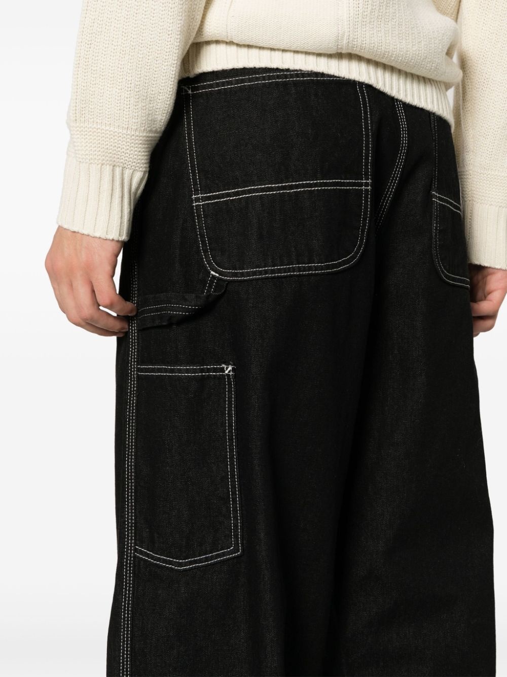 logo-patch cotton wide-leg jeans - 5