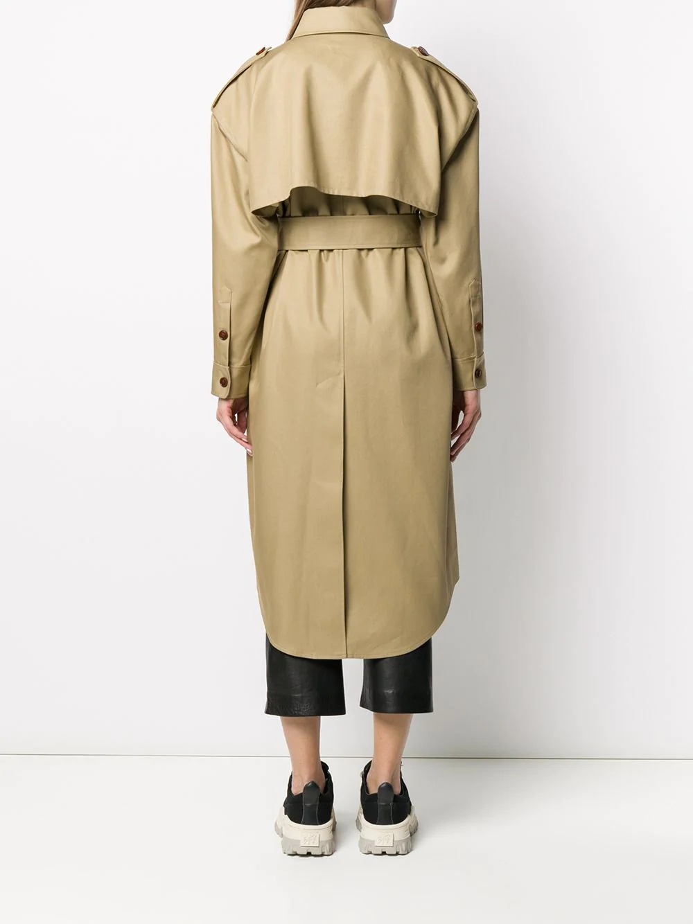 button down belted trench coat - 4