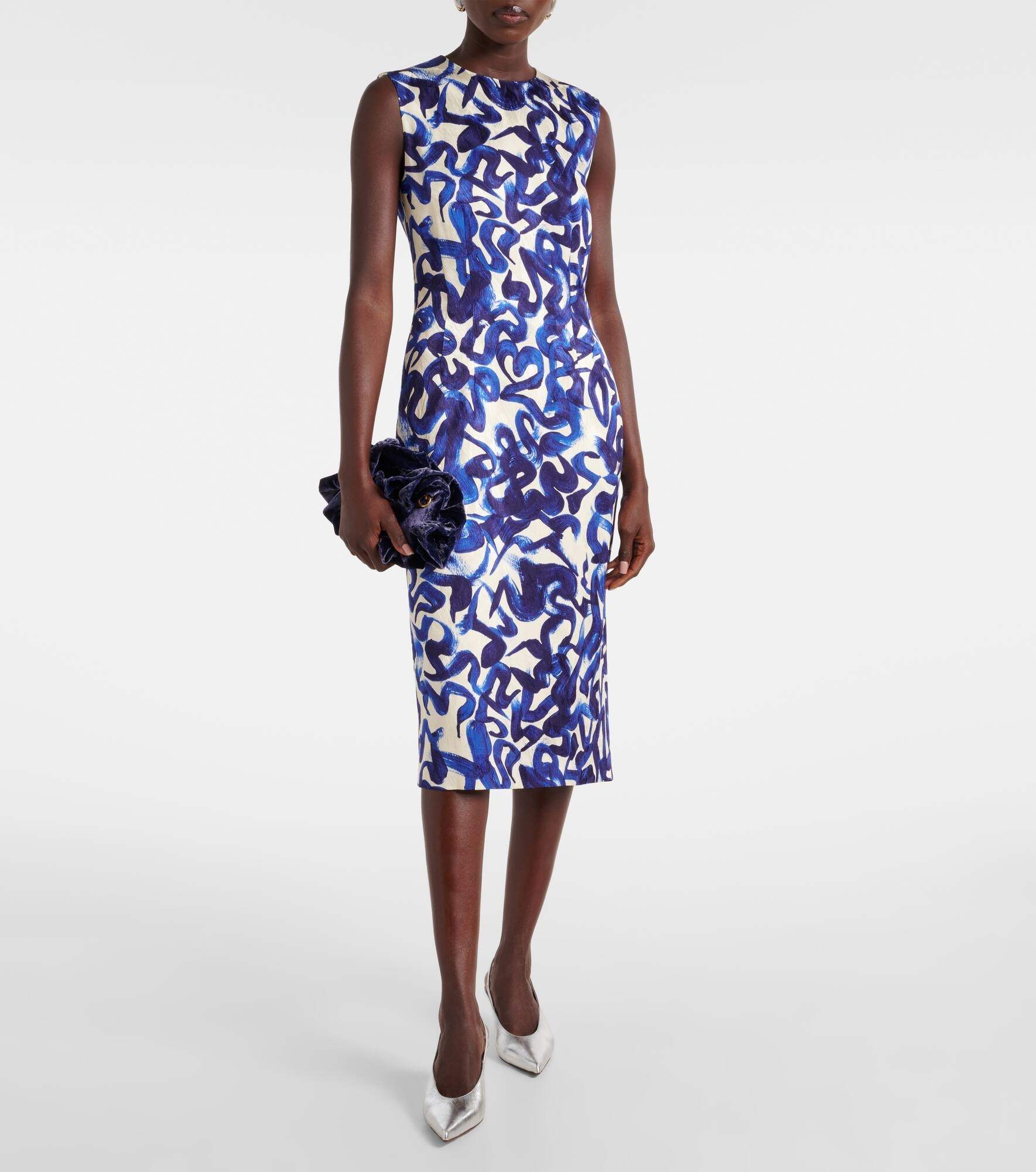 Printed jacquard midi dress - 2