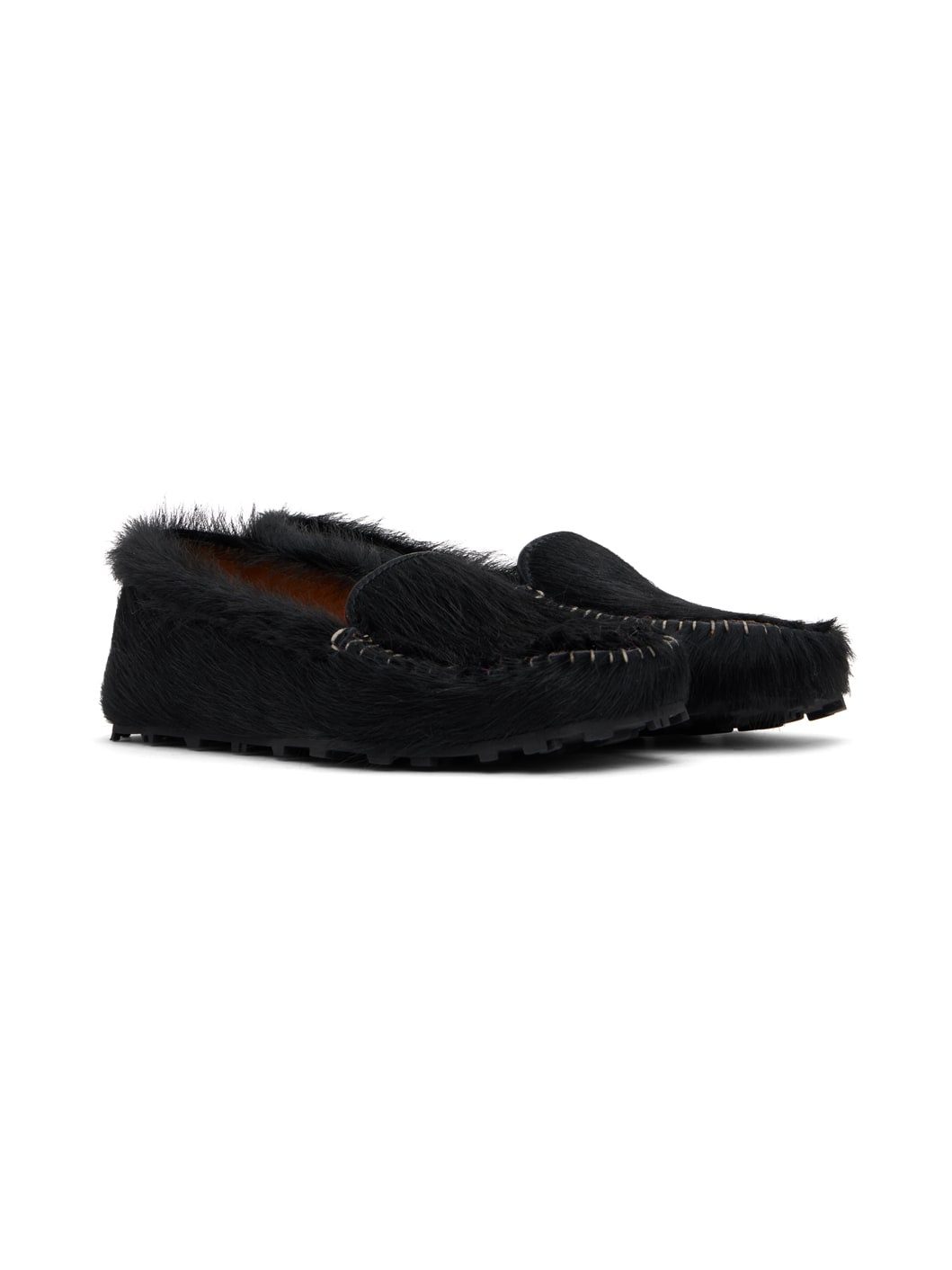 Black Calf-Hair Moc Loafers - 4