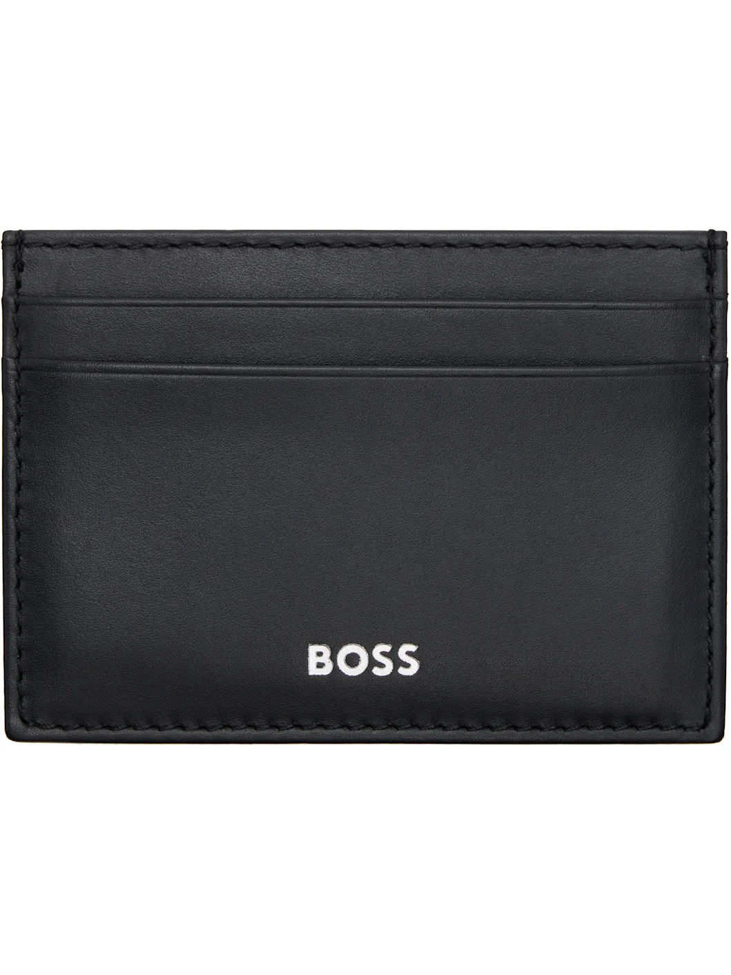 Black Buffed Leather Card Holder - 1