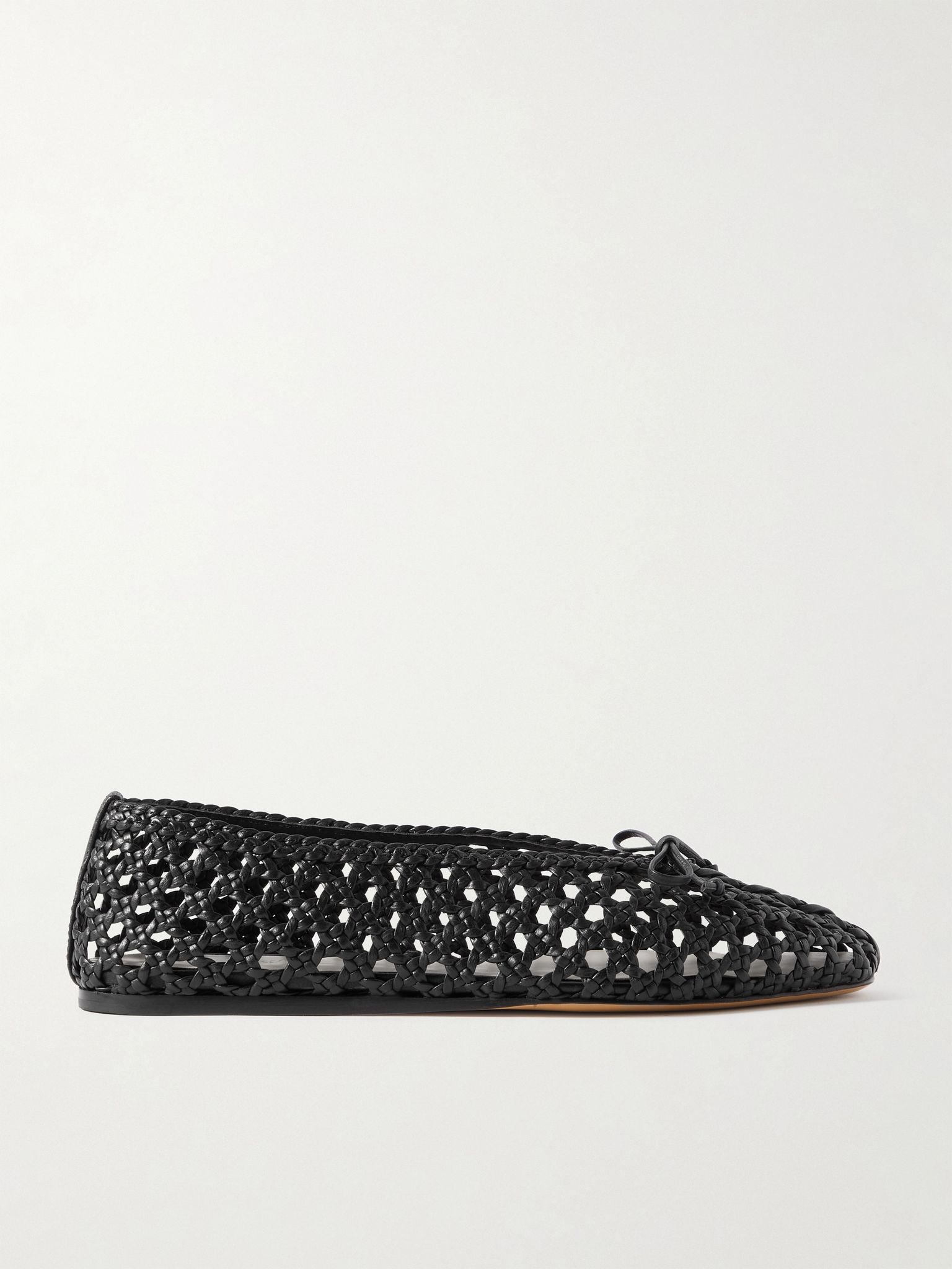 Regency bow-embellished woven leather ballet flats Black - 1