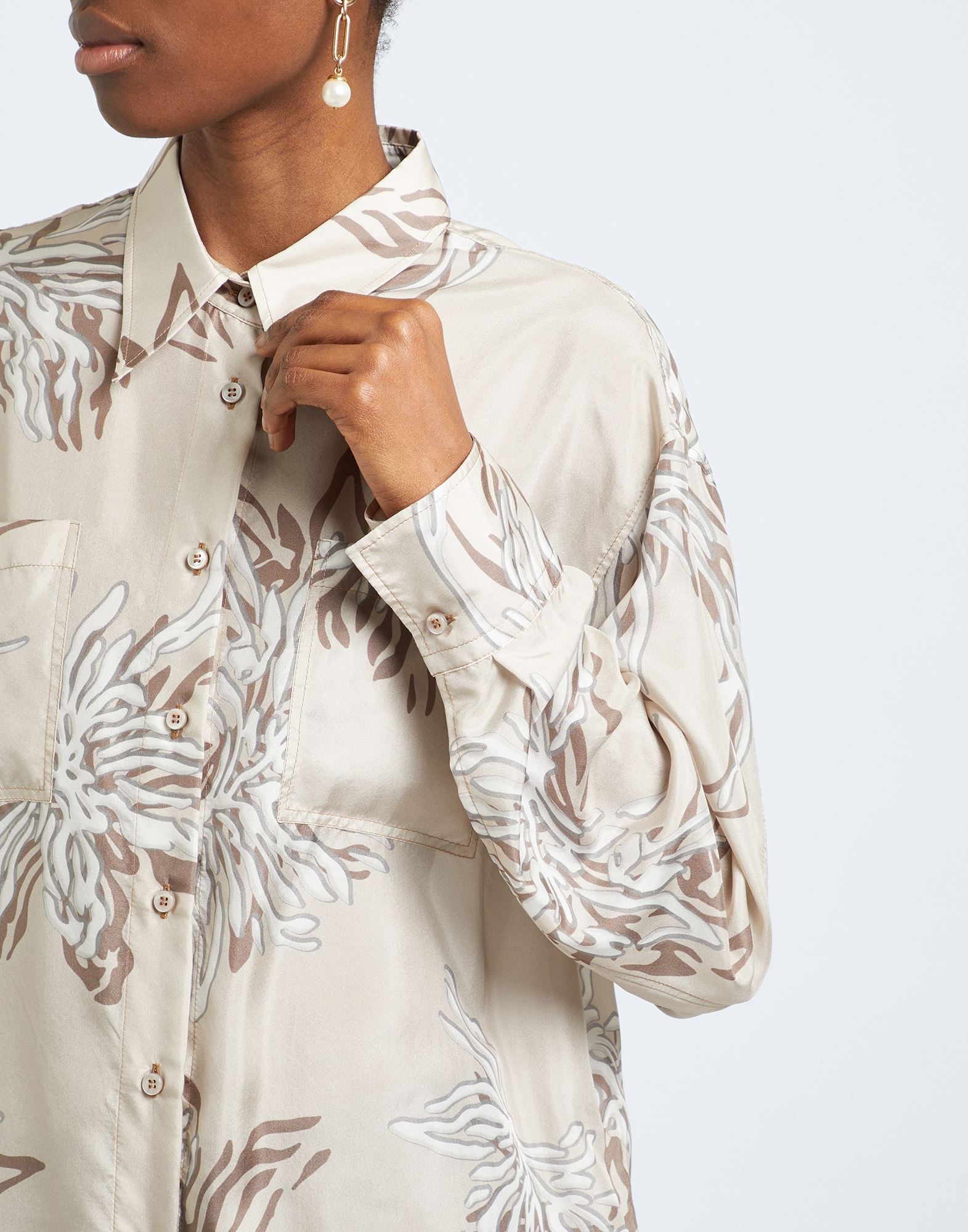 Beige Women's Patterned Shirts & Blouses - 4