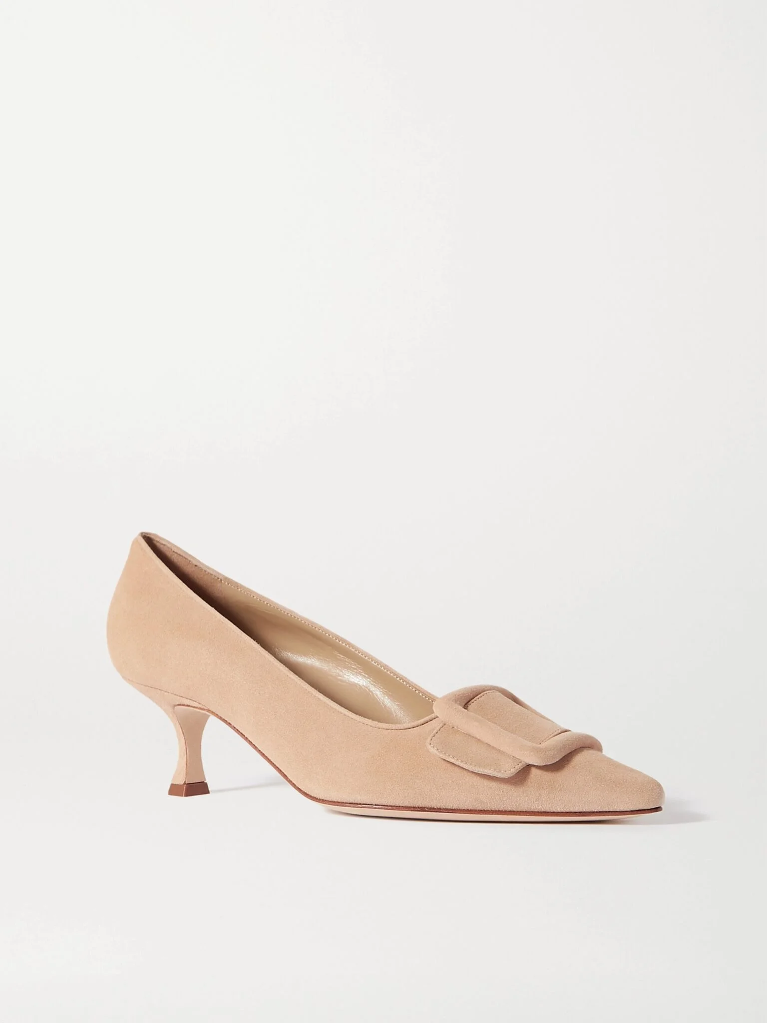Maysale 50 buckled suede pumps Beige - 1