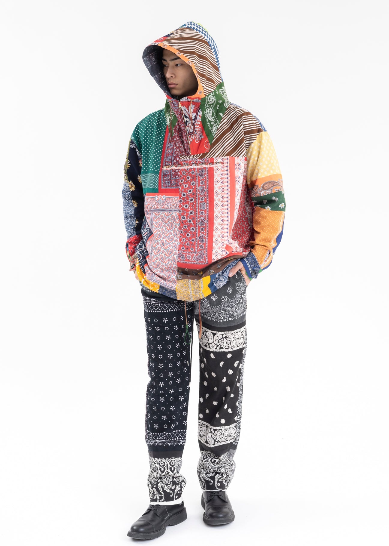 Mix VINTAGE BANDANA PATCHWORK ANORAK JACKET - 10