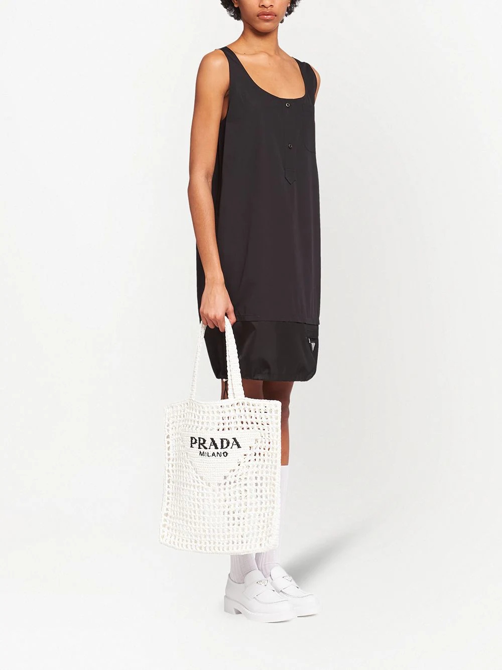 logo-print raffia tote bag - 2