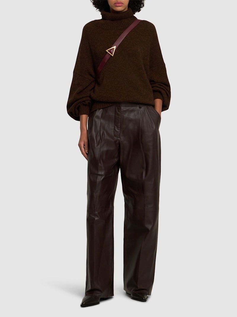 Illustration leather wide pants - 2