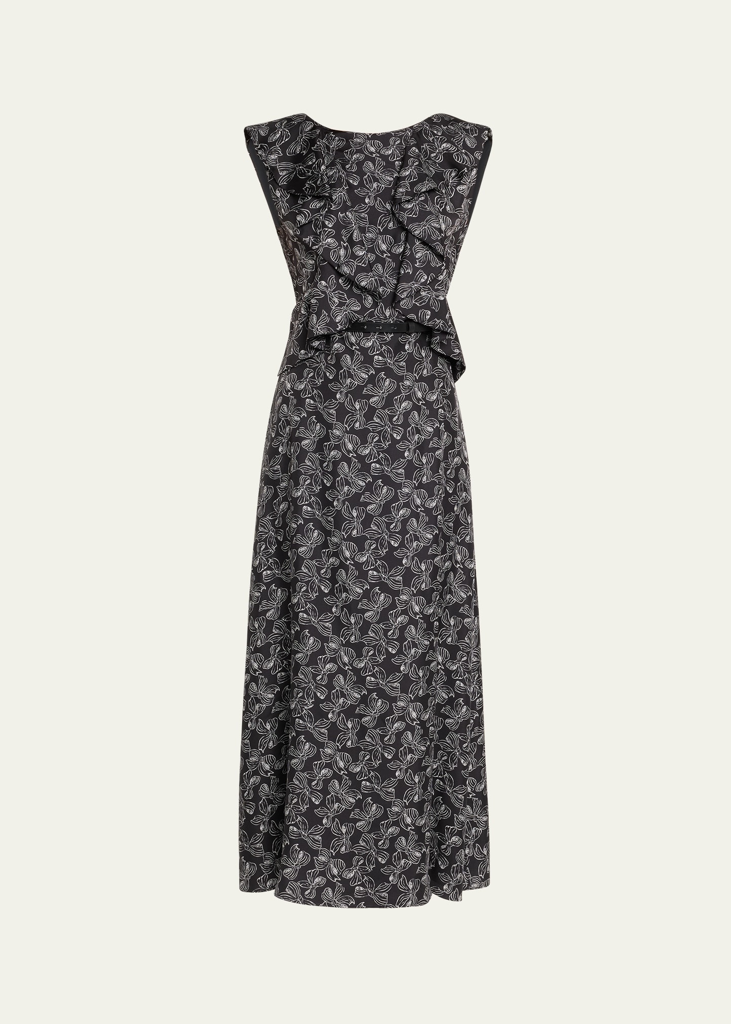 Calesse Bow-Print Ruffle Backless Midi Dress - 1