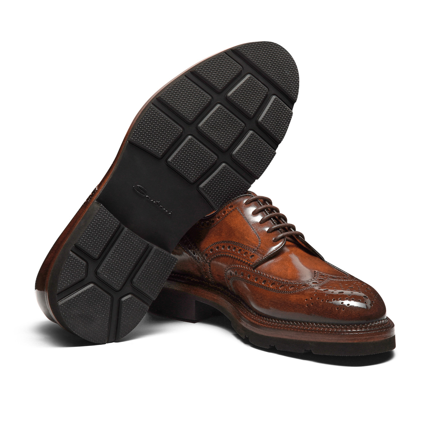 Men's brown leather Derby brogue shoe - 4