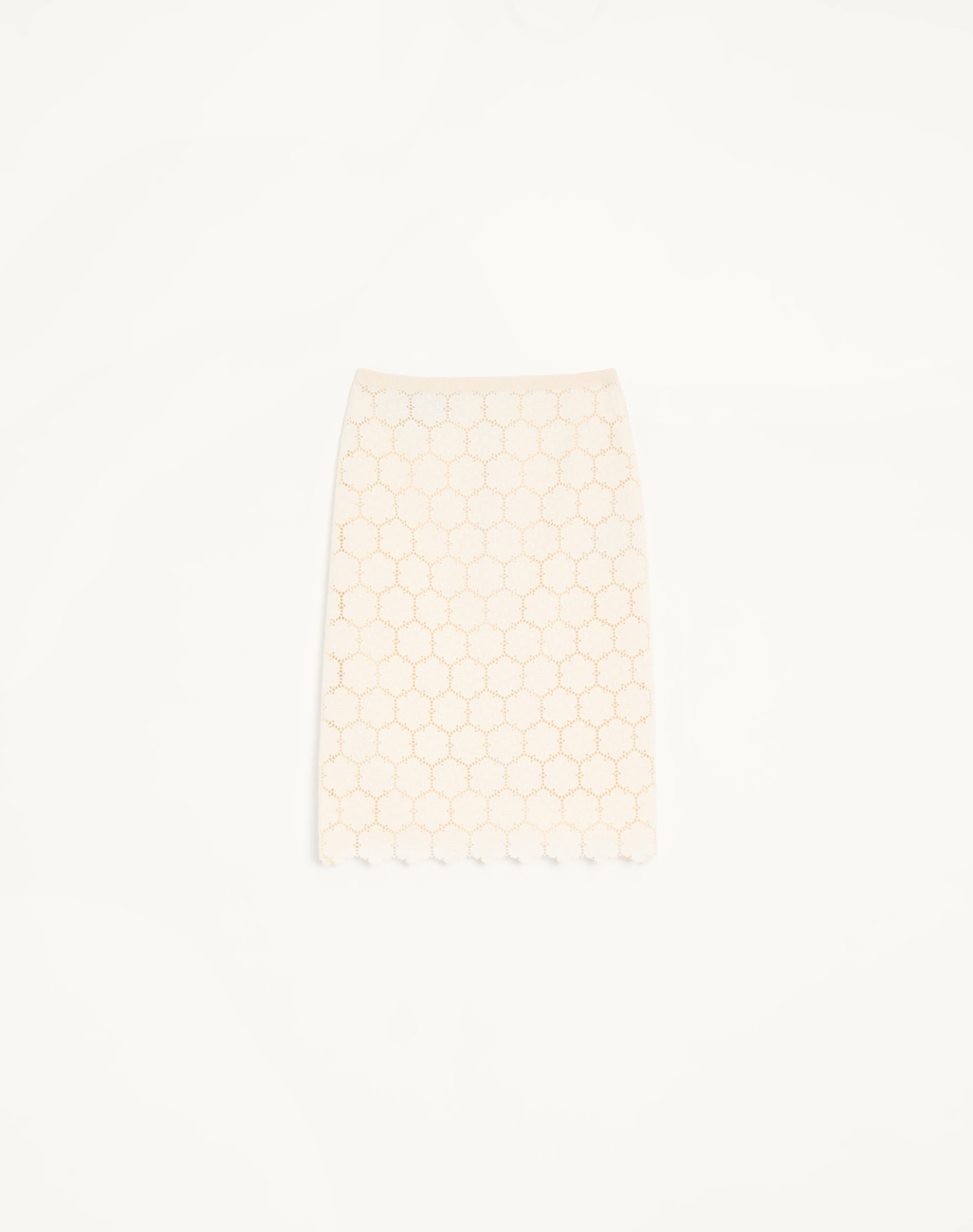 COTTON SKIRT WITH FLEURS À JOUR - 1