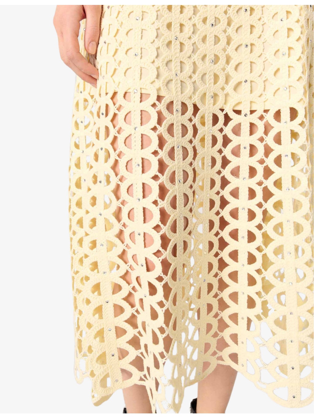 Square-Neck Crochet-Embroidered Sleeveless Knitted Midi Dress - 6