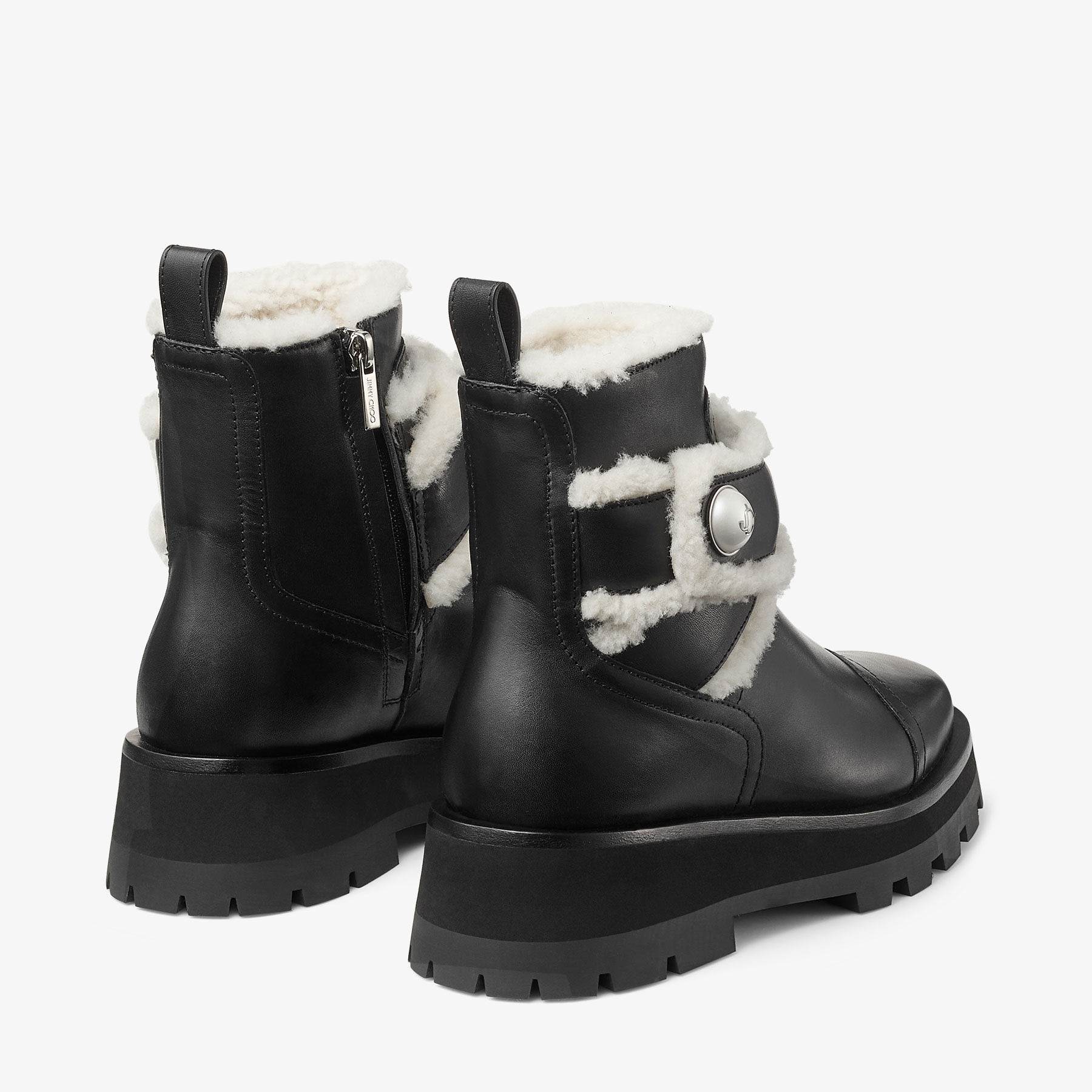 Meena Flat
Black Shiny Calf Leather Ankle Boots with Shearling - 4