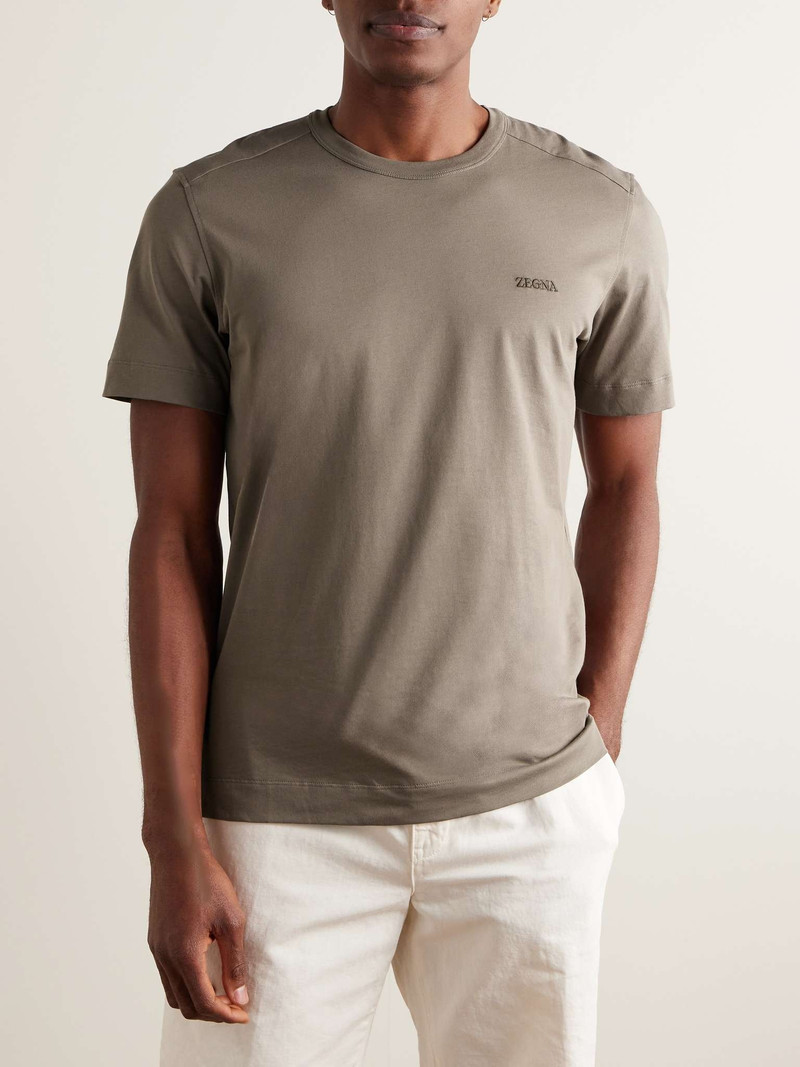 Slim-Fit Logo-Embroidered Cotton-Jersey T-Shirt 3