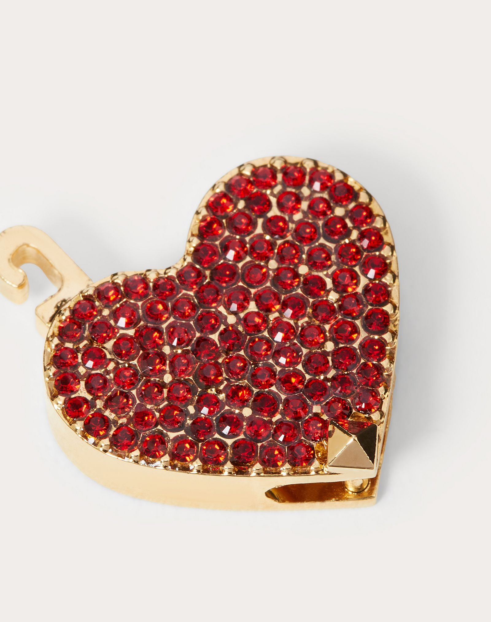 Call me Valentino heart-shaped metal and crystal charm - 4